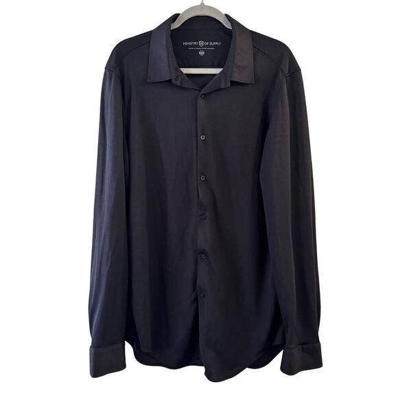 Ministry of Supply Classic Stretch Performance Shirt Black Apollo Shirt Sz 17 - Picture 1 of 6